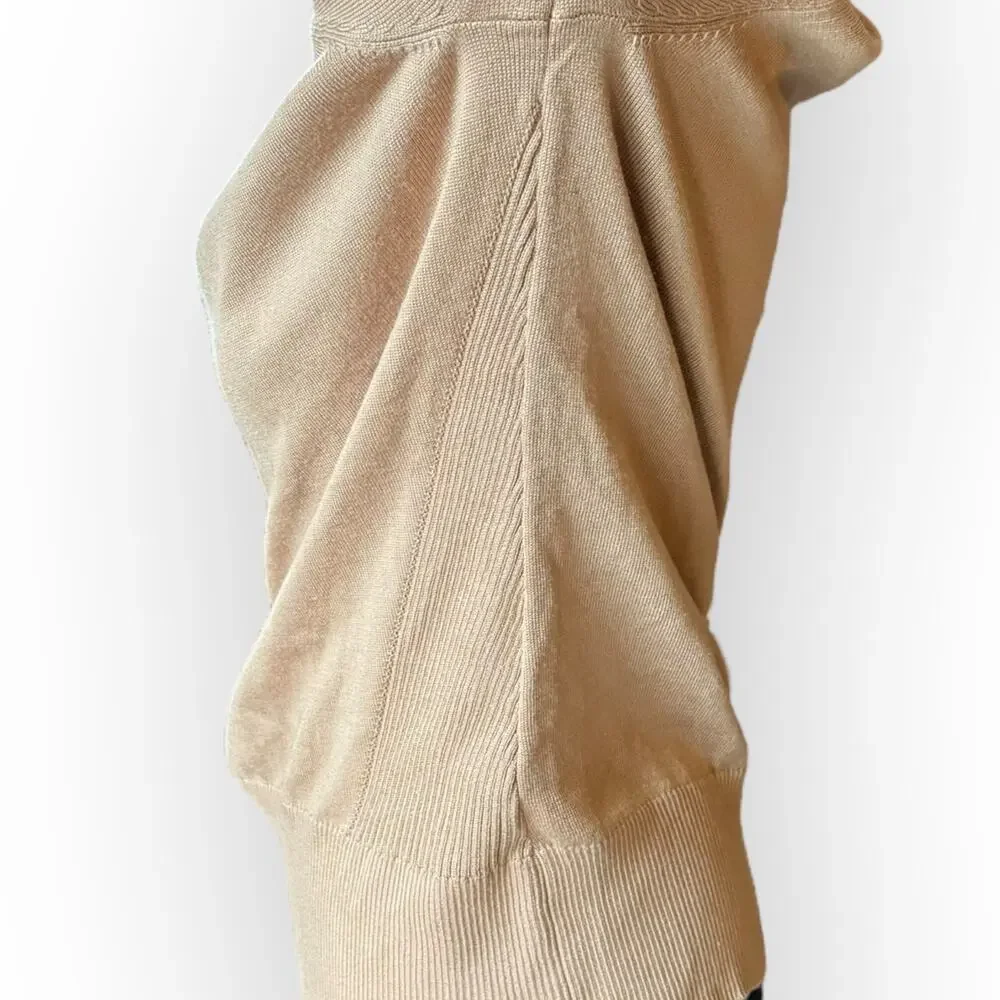 Telluride Women's Tan Knit Turtleneck Sweater with Side Ribbing Size Large - NWT
